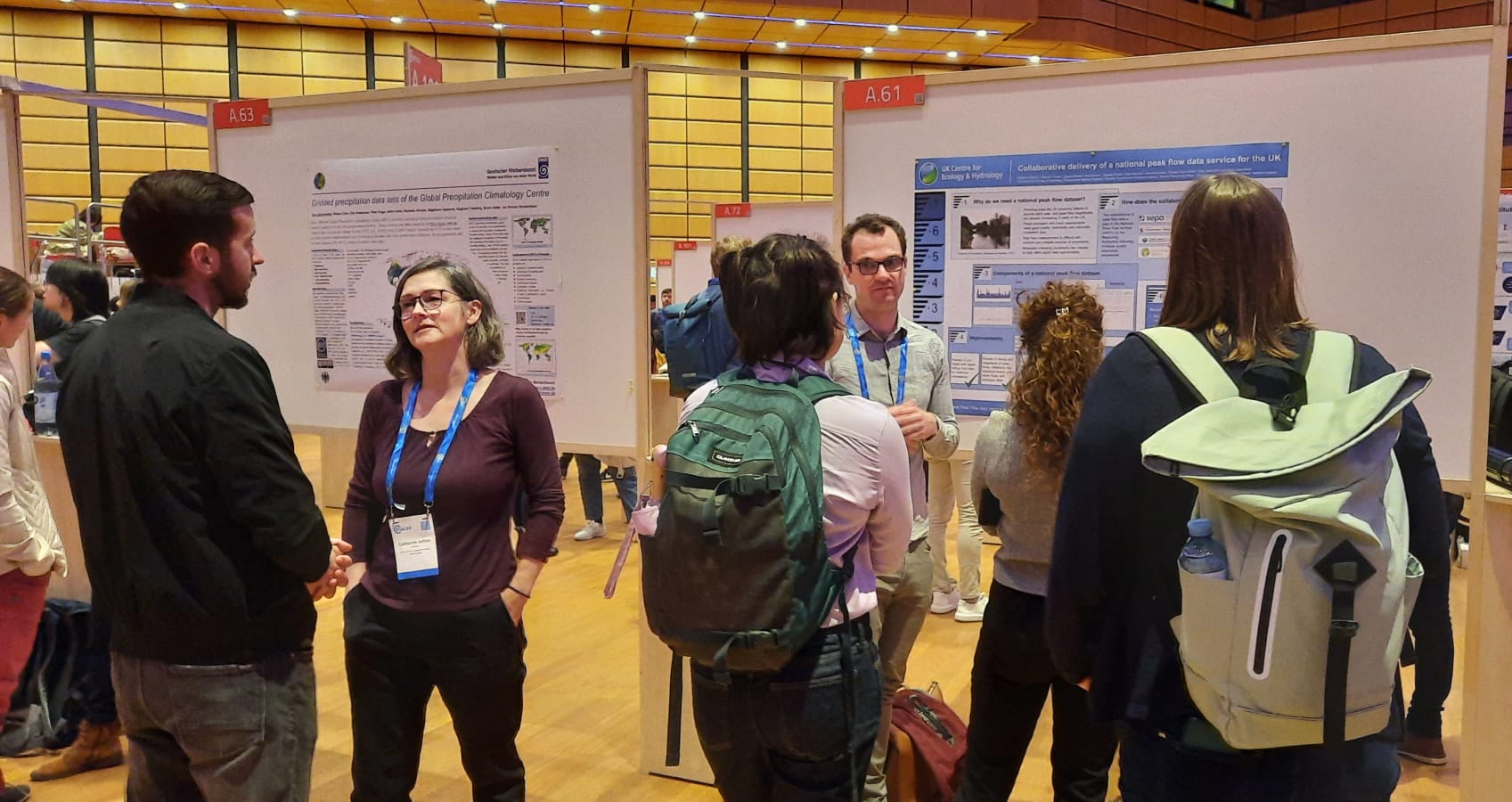 UKCEH staff talking about their posters at EGU