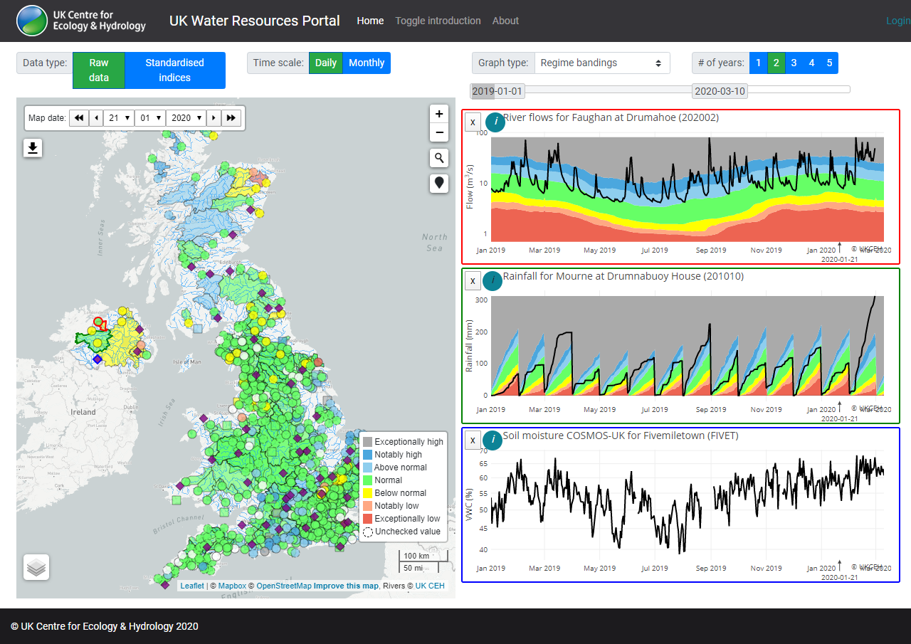 Screenshot of the UK Water Resources Portal