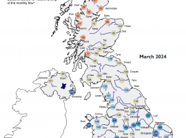 UK RiverFlow SpotMap for March 2024