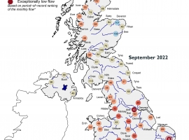 Map showing September 2022 mean river flows