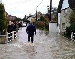 Flooded road in winter 2013-14