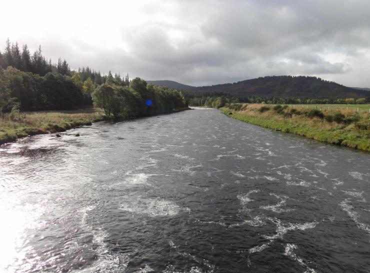 Wide river on a cloudy day