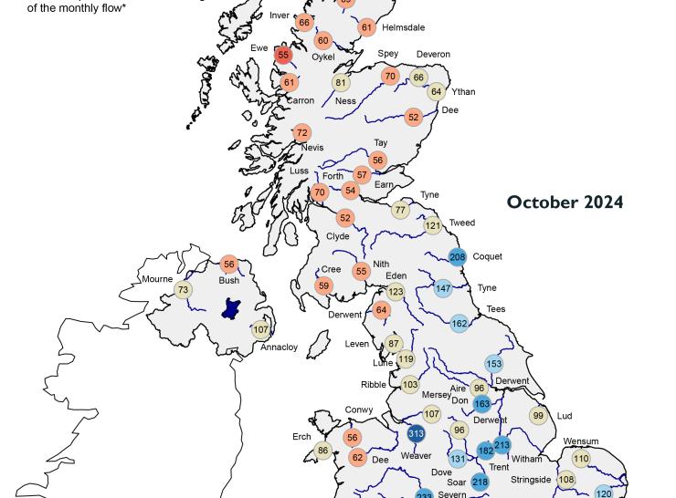 UK Hydrological Summary Map for October 2024