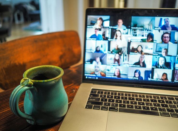 Zoom call with coffee